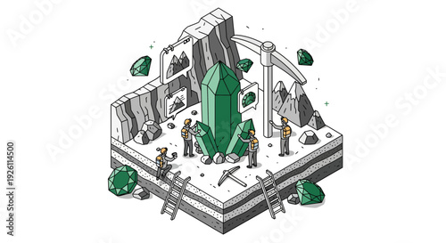 Emerald Gemstone in Architectural Model Scene.