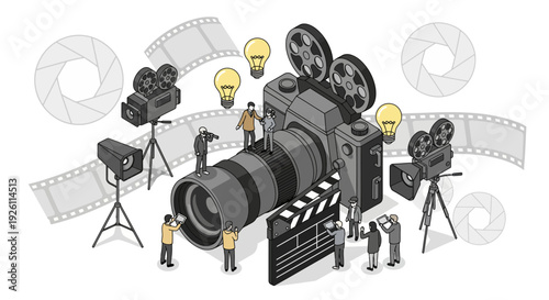 Film Making Equipment and Crew Members.