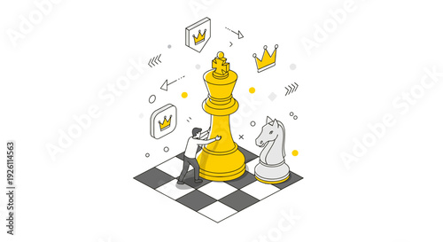 Golden Chess King Piece on Board.