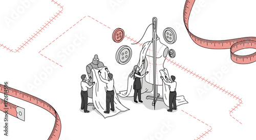 Group of People Standing Near Cryptocurrency Symbols.