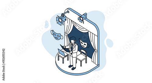 Puppet Theater Stage with Puppet Character.