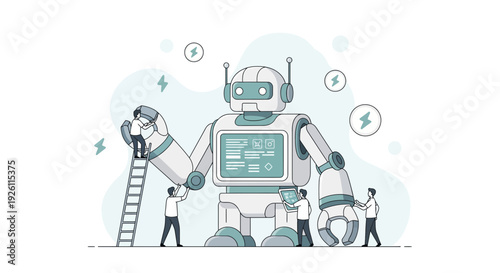 Robot with People Working Together.