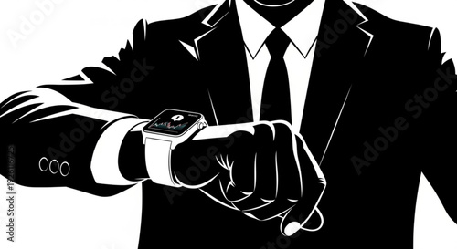 Man in a suit checking his smartwatch