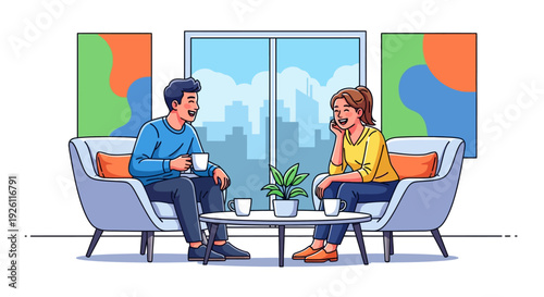 Colleagues Chatting Over Coffee Break