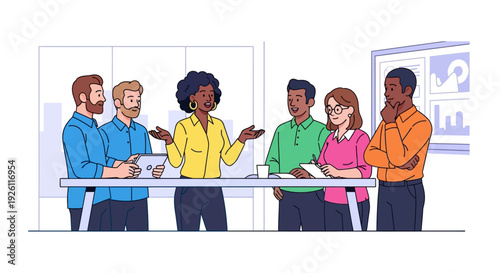 Diverse Team Presenting Stand Up Ideas