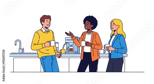 Happy Colleagues Coffee Break Conversation