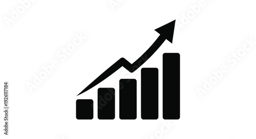 A striking black graphic depicts a rising bar chart with an upward trend a powerful silhouette high quality