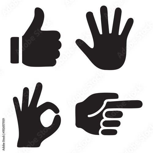 Hand gestures icons set