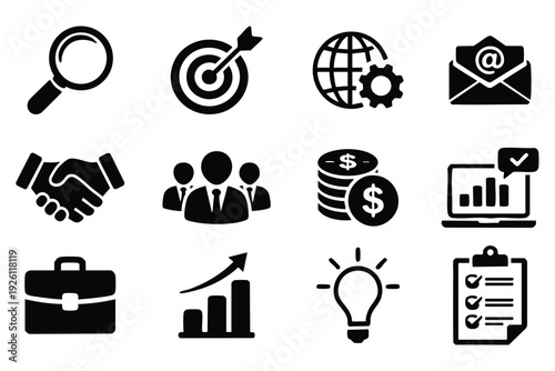 Wallpaper Mural Business and finance icons set Torontodigital.ca