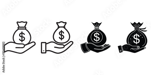 Money bags with dollar signs and hands