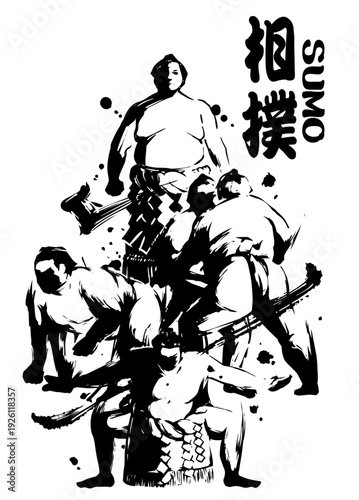 Sumo Wrestlers – Multiple Poses and Actions Illustration