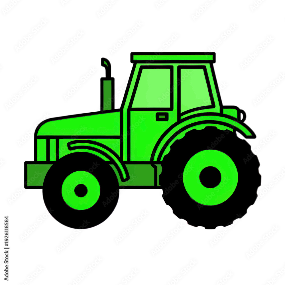 Obraz premium Green Tractor Vector Icon