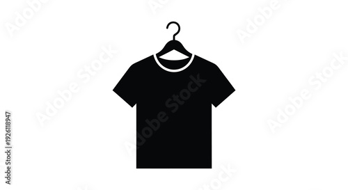 A minimalist depiction of a t shirt hanging on a clothes hanger presented as a silhouette high quality professional