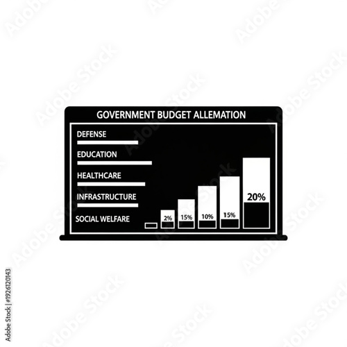 Government budget allocation chart on laptop screen