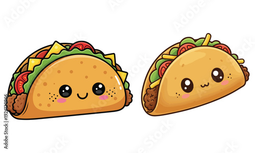 Konstfotografi A fun and colorful collection of taco cartoon vectors featuring adorable charact