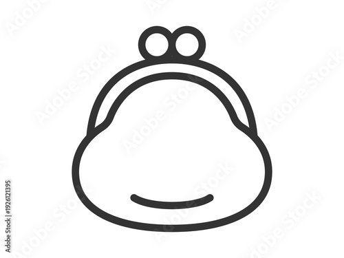 がま口財布のアイコン（線画）のイラスト