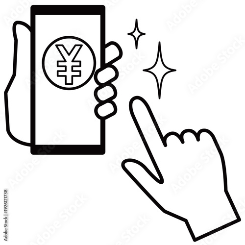 スマートフォンと日本円コインのキャッシュレス決済イメージ