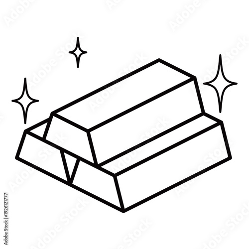	積み上げられた3本の金塊・ゴールドバーのイラスト