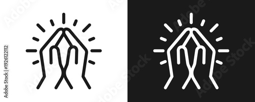 Faith Icon Set Outline In White And Black Background