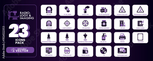 Radiology and imaging icons for medical professionals and hospitals