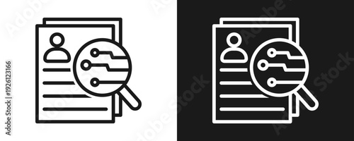 Smart Hiring Icon Set Outline In White And Black Background