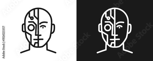 Metahuman Icon Set Outline In White And Black Background