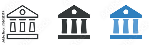 Bank icon representing financial institution building with columns, symbol of banking, finance, investment, credit, and money management for top ranked corporate visuals