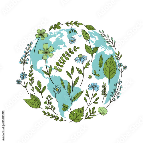 Wallpaper Mural Modern sustainability themed floral design with clean composition. Torontodigital.ca