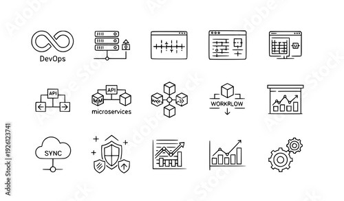 SEO Title
Minimal Line DevOps Icons Outline Vector Collection with Cloud Infrastructure and Automation Symbols