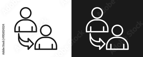 Referral Icon Set Outline In White And Black Background