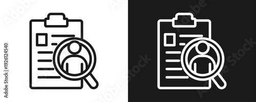 Recruitment Icon Set Outline In White And Black Background