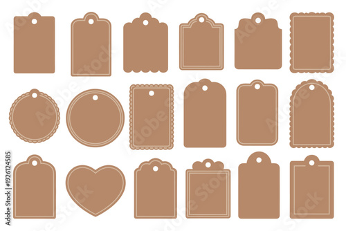 Blank tag shape vector pack, paper label templates, hanging craft tags for branding, packaging, gift and price use, top ranked e-commerce visuals, product packaging graphics, sale label