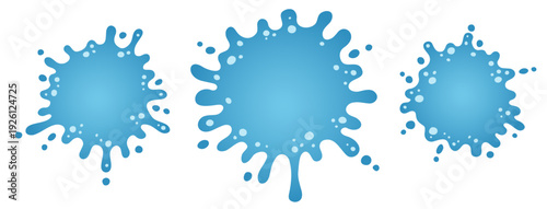 Fun blue splat and puddle forms with irregular edges. Frame puddle water illustration for banners, text frames, children projects and graphics.