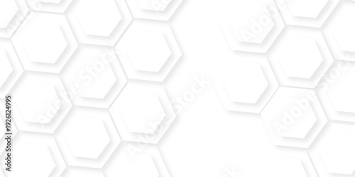 Futuristic abstract emboss white hexagon pattern vector design. Hexagon concept design abstract cube business technology background.