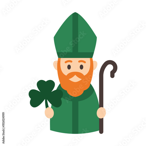 Saint Patrick Character Icon Irish Patron Figure for Holiday Celebration