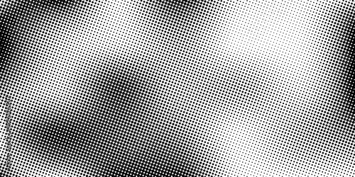 Grunge halftone gradient background. Faded grit noise texture. White and black sand wallpaper. Retro pixelated backdrop. Anime or manga style comic overlay. Vector graphic design textured template