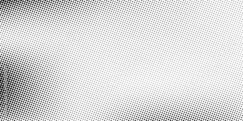 Grunge halftone gradient background. Faded grit noise texture. White and black sand wallpaper. Retro pixelated backdrop. Anime or manga style comic overlay. Vector graphic design textured template