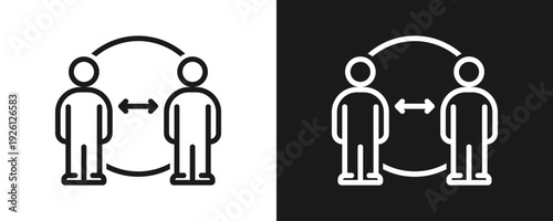 Human Interaction Icon Set Outline In White And Black Background