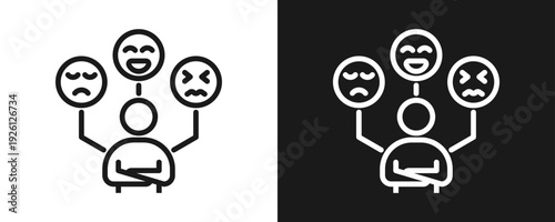 Expression Icon Set Outline In White And Black Background