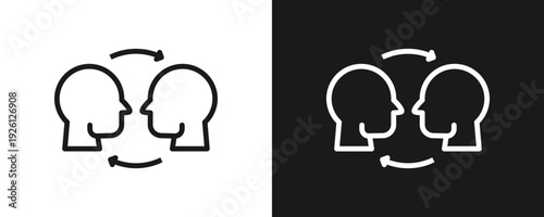 Face To Face Icon Set Outline In White And Black Background