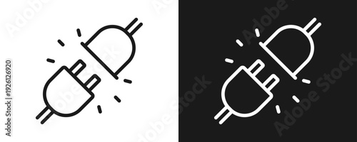 Connect Icon Set Outline In White And Black Background