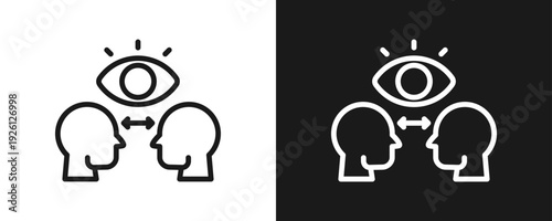 Eye Contact Icon Set Outline In White And Black Background