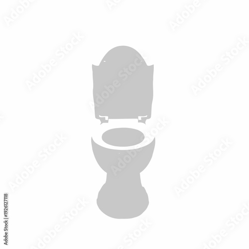 Gray toilet icon or symbol for restroom signage, isolated white background.