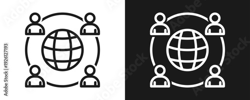 Social Icon Set Outline In White And Black Background