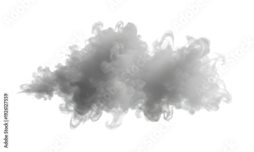 Realistic Gray Smoke Cloud Isolated on White