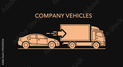 Illustration of Car and Delivery Truck.