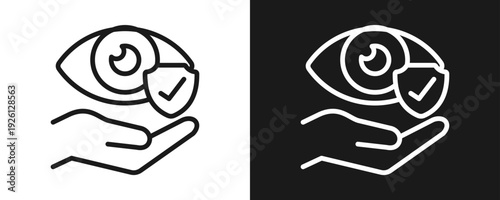 Vision Insurance Icon Set Outline In White And Black Background