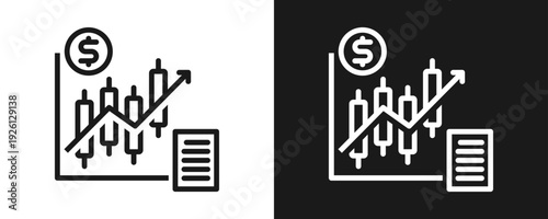 Stock Options Icon Set Outline In White And Black Background