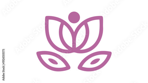 Elegant purple lotus flower icon with a central human figure
