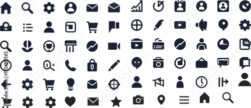 Digital Icon Set: A comprehensive collection of digital icons, offering a vast array of symbols for various web design and application needs. Suitable for different concept of UI/UX in design
